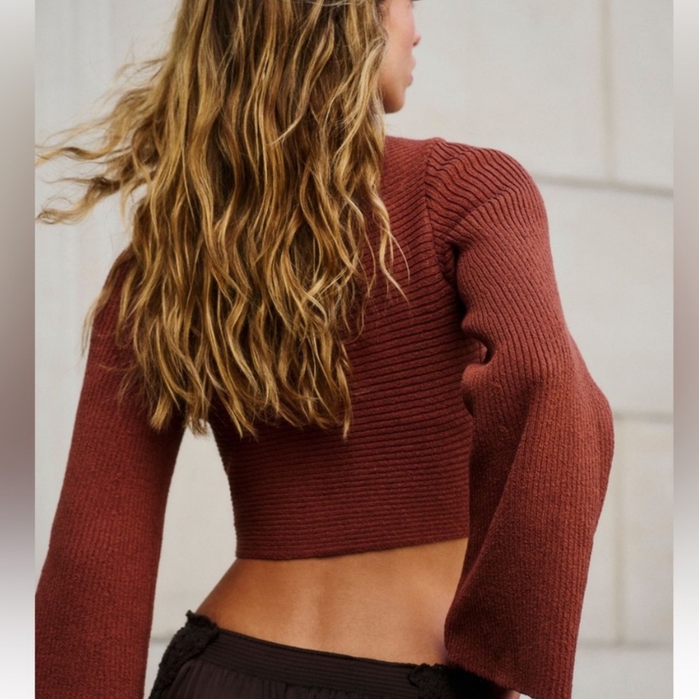 Free People Brown Riley Sweater Top - Picture 2 of 4